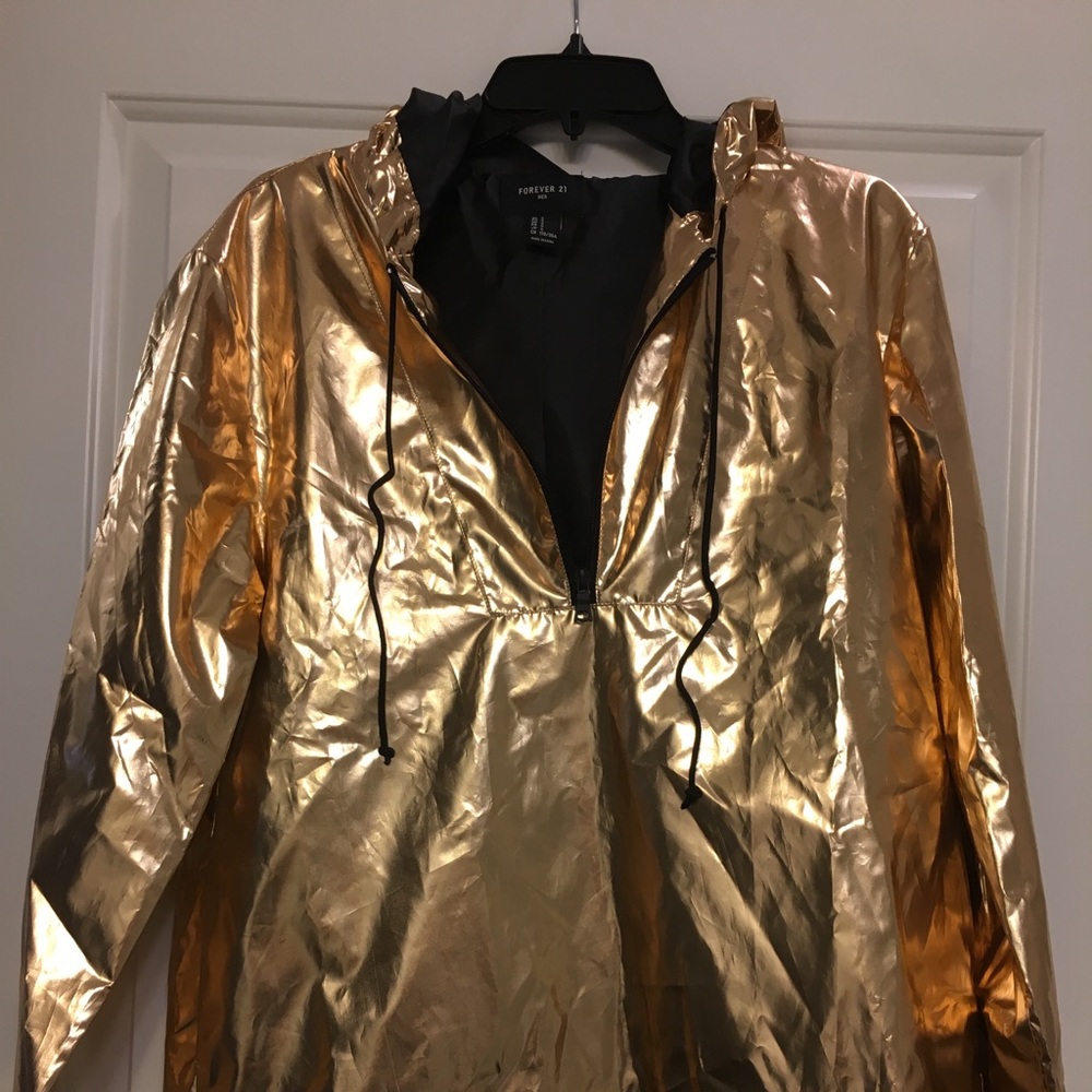 Forever 21, gold metallic windbreaker jacket